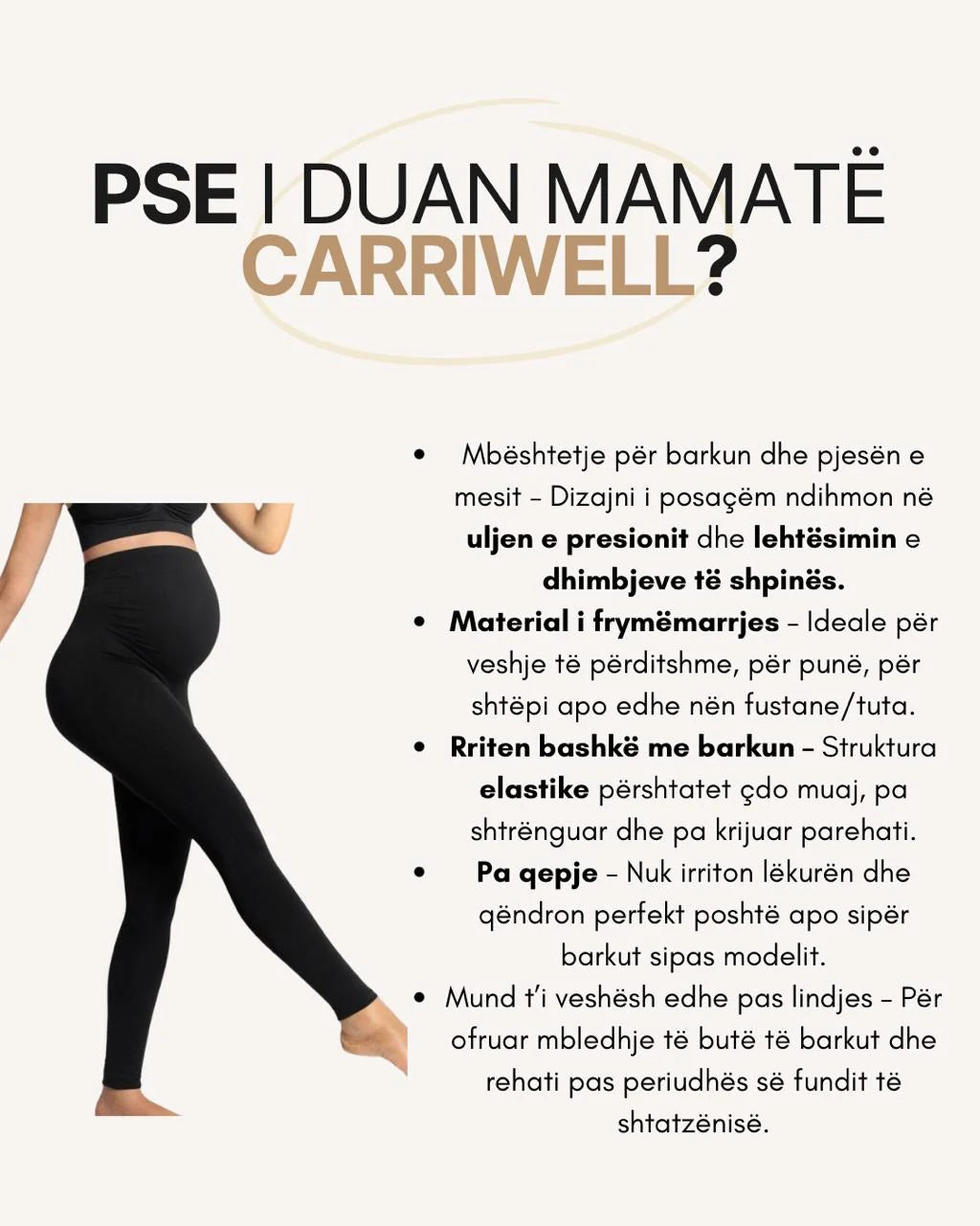 Carriwell  Streçe për shtatzëni me efekt kompresiv tek kembet