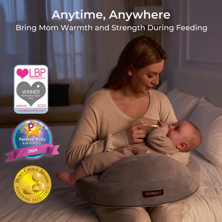 Momcozy – Jastëk Ergonomik për Gjidhënie MaxSupport CozyPro me Shkumë Memory (Gri/Bardhë)