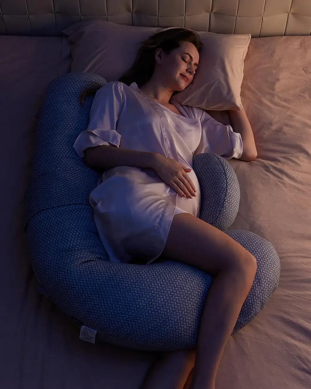 Momcozy – Jastëk Shtatzënie në Formë F me Mbulesë Air Mesh Layer Gri