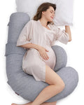 Momcozy – Jastëk Shtatzënie në Formë F me Mbulesë Air Mesh Layer Gri