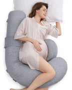 Momcozy – Jastëk Shtatzënie në Formë F me Mbulesë Air Mesh Layer Gri