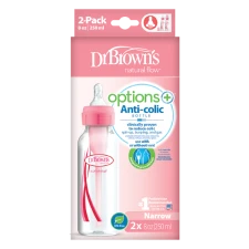 Dr. Brown’s Options+,Biberon Anti – Colic,Gryke ngushte, Blu, 2x250ml Bottle 0m+