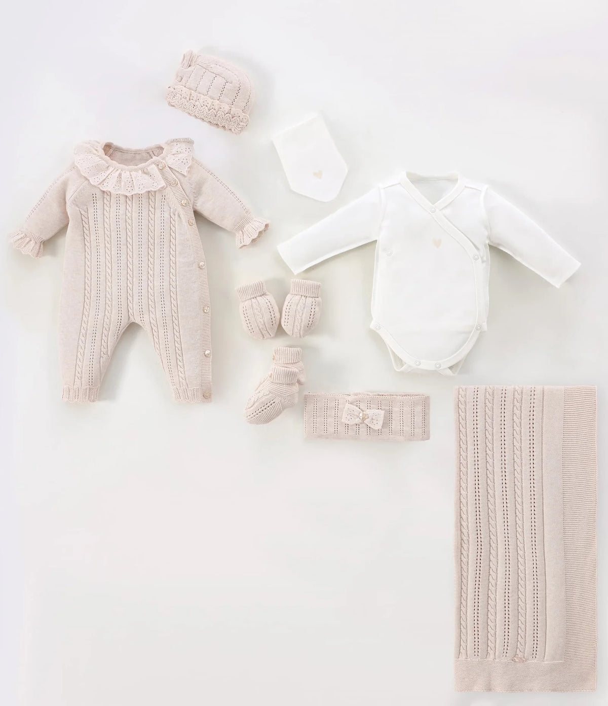 Set 8 Pjesë për Vajza të Porsalindura – Bezhë