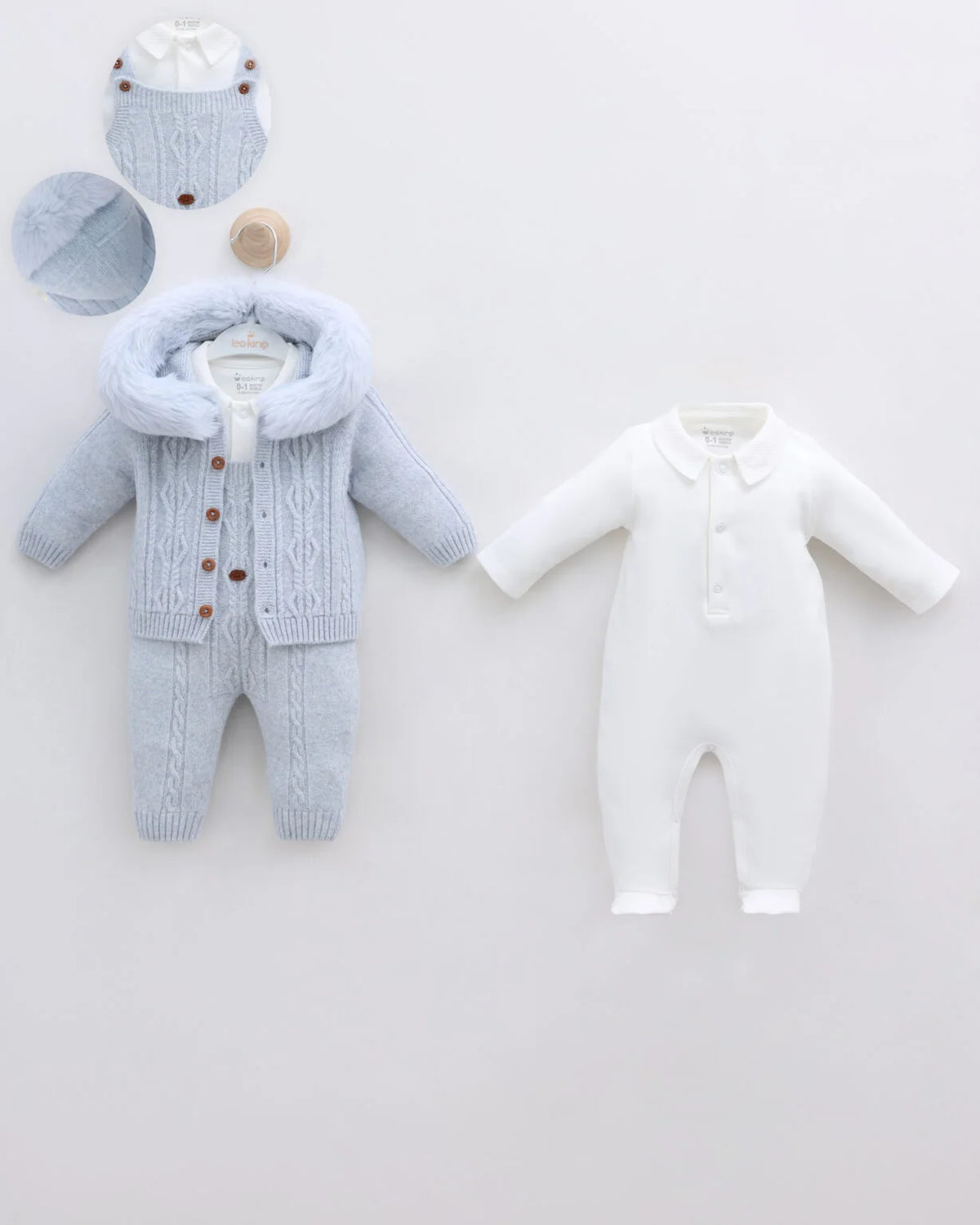Set 3 Pjesë Babygrow për Djem – E Bardhë
