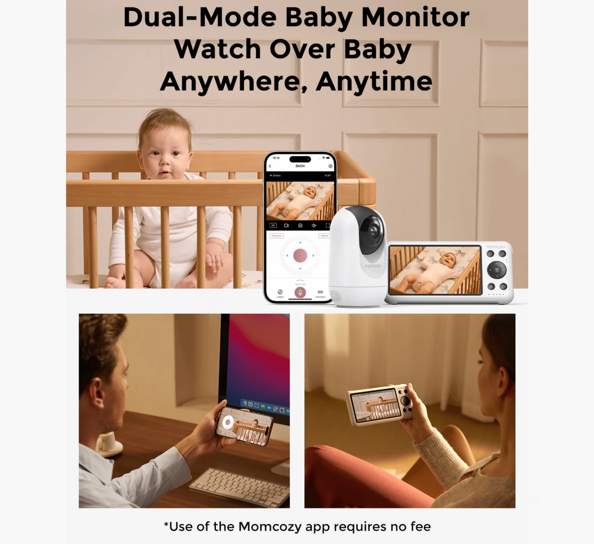 Momcozy – Monitor Inteligjent për Bebe BM04 me Ekran 5″ dhe Modalitet të Dyfishtë