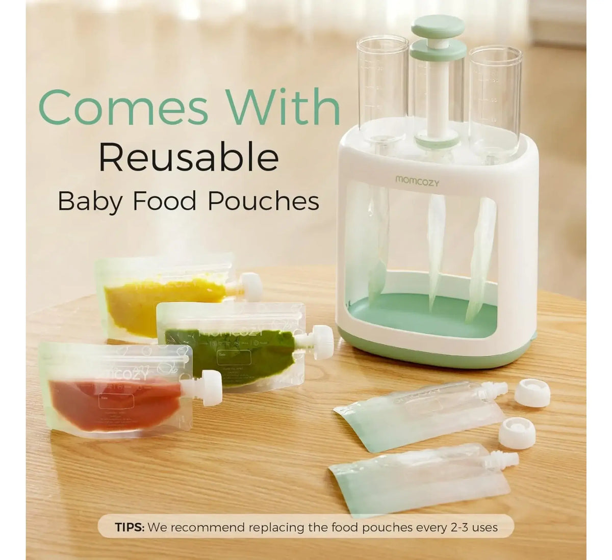 Momcozy – Përgatitës Ushqimi për Bebe dhe Ruajtje të Pureve
