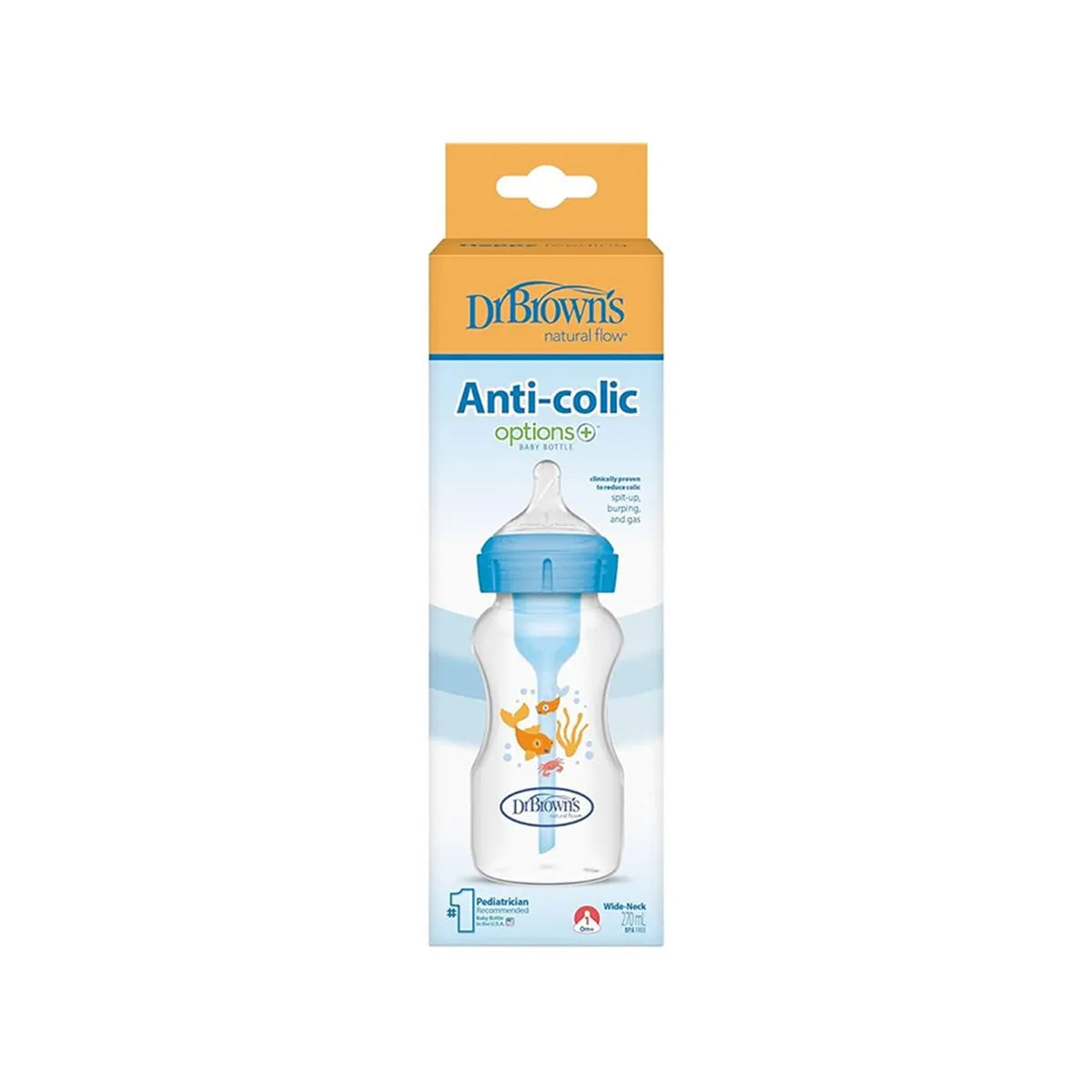 Dr. Brown’s – Options+ Anti-Colic Shishe Plastike, qafë e gjerë 270ml (0m+)