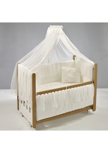 Meltem Kids Mia – Krevat Lëkundës 60×120 cm (Natyral / Ekru)