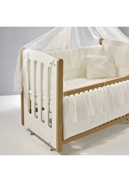 Meltem Kids Mia – Krevat Lëkundës 60×120 cm (Natyral / Ekru)