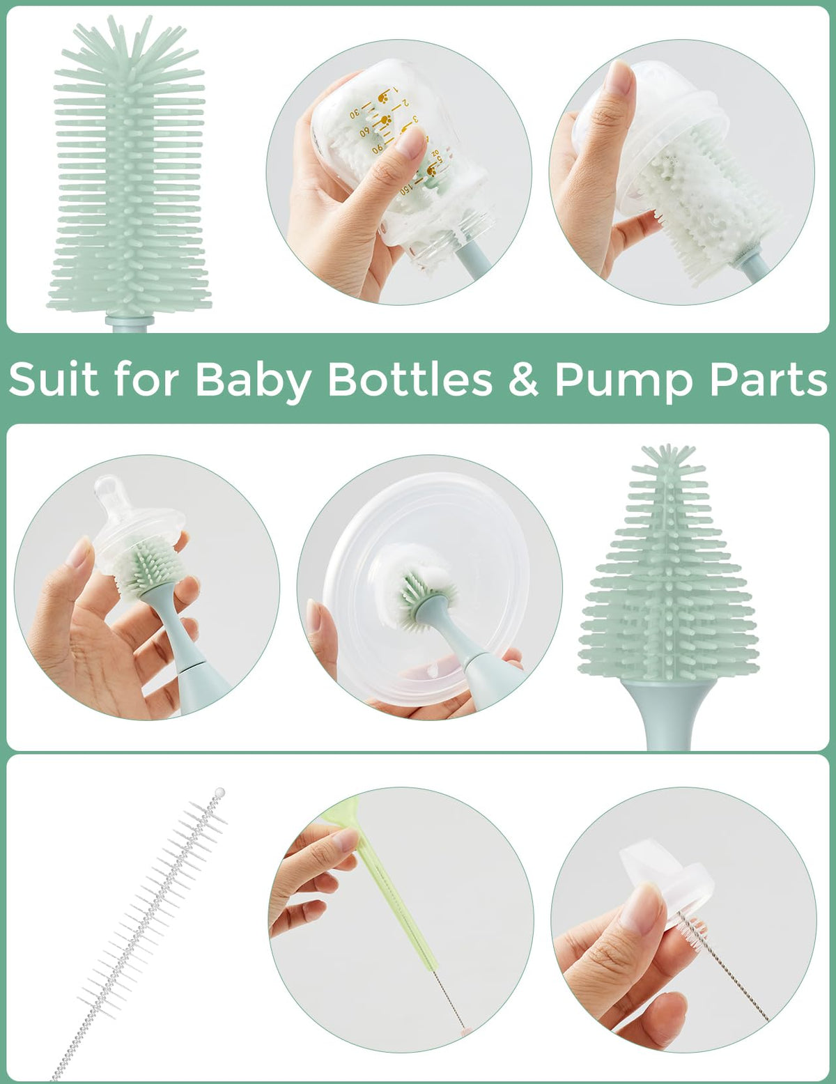 Momcozy – Set Furçash për Pastrimin e Biberonëve me Sistem Push-Press