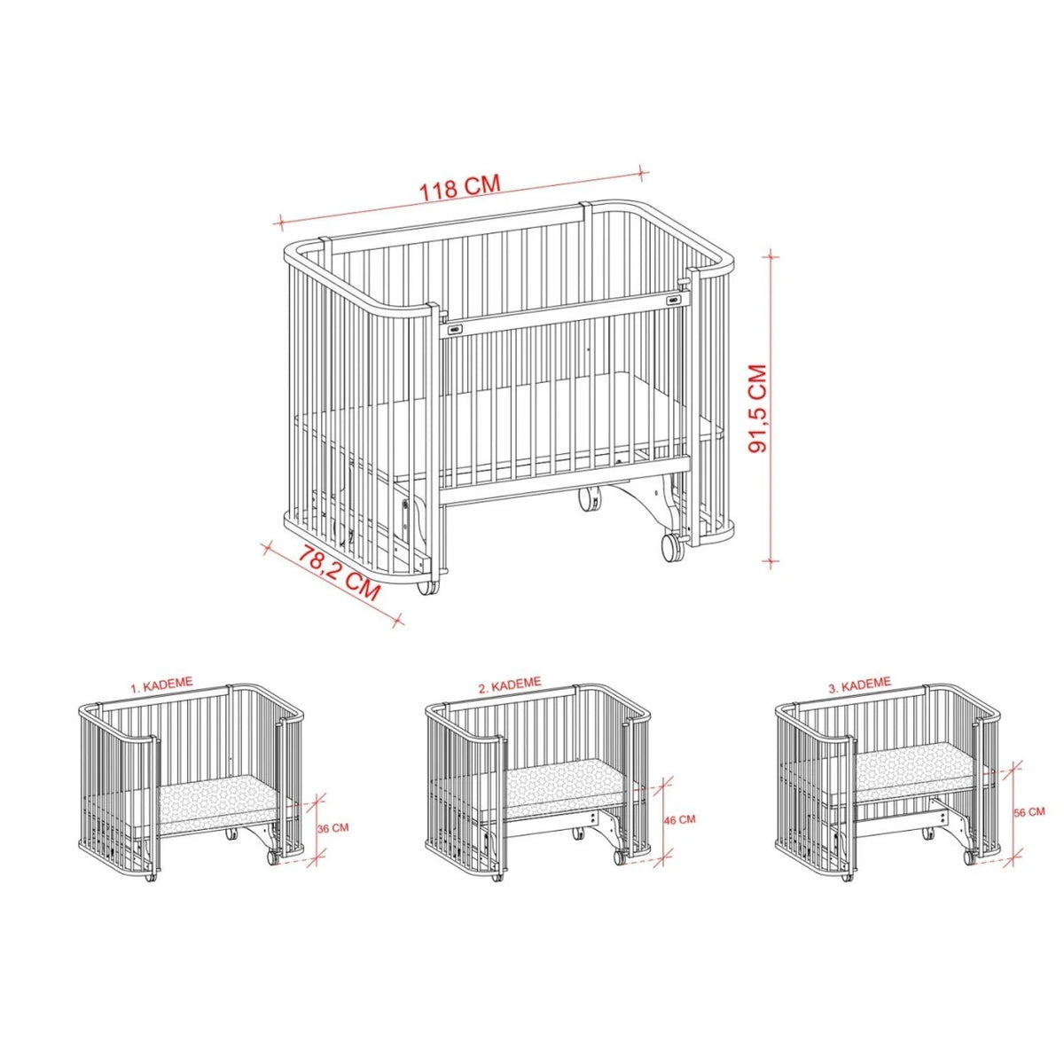Bambino – Krevat Lëkundës 70×110 cm (Natyral / Krem)