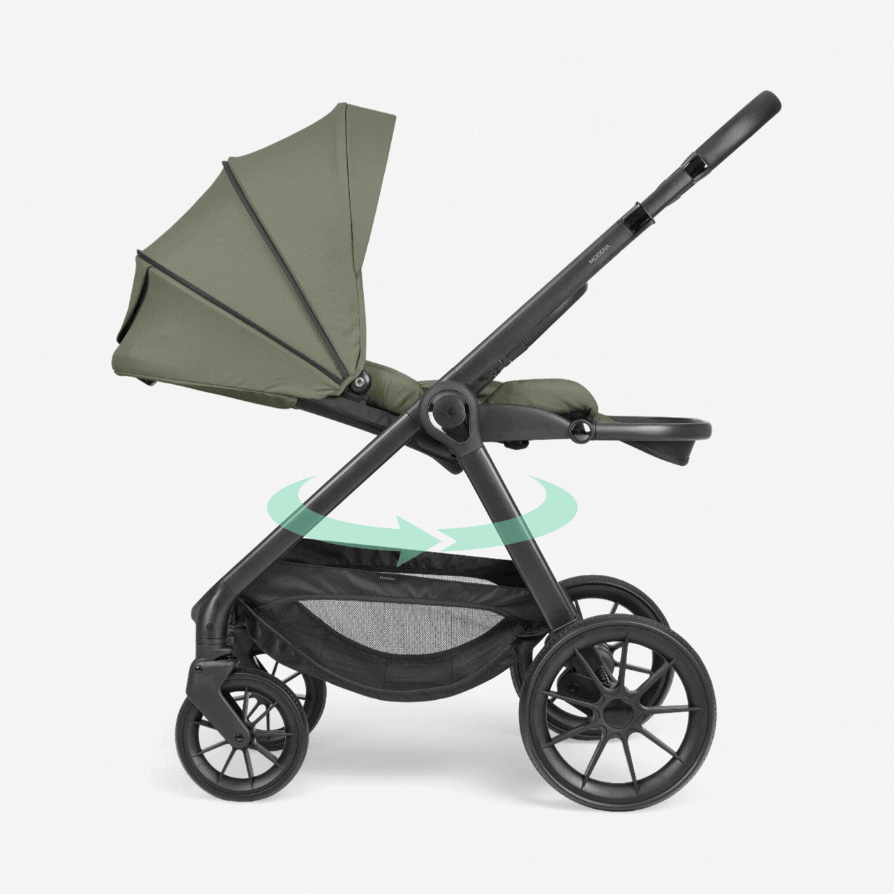 Promo KikkaBoo Modena 2027 Army Green – Karrocë 3në1 + Karrige Makine në