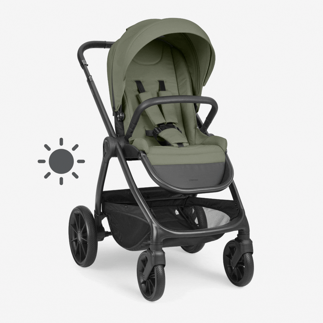 Promo KikkaBoo Modena 2027 Army Green – Karrocë 3në1 + Karrige Makine në