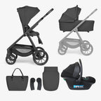 Promo KikkaBoo Modena 2027 Black – Karrocë 3në1 me Kosh të Porsalinduri + Karrige Makine në