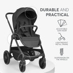 Promo KikkaBoo Modena 2027 Black – Karrocë 3në1 me Kosh të Porsalinduri + Karrige Makine në