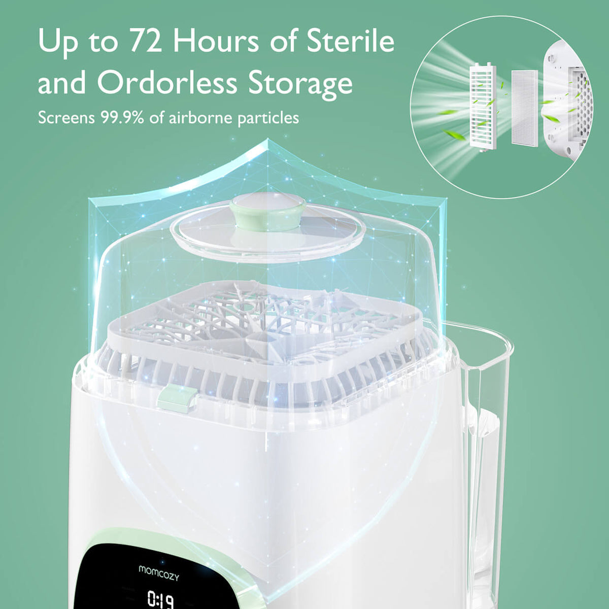 Momcozy – Larëse, Sterilizuese dhe Tharëse për Shishe Bebe KleanPal Pro