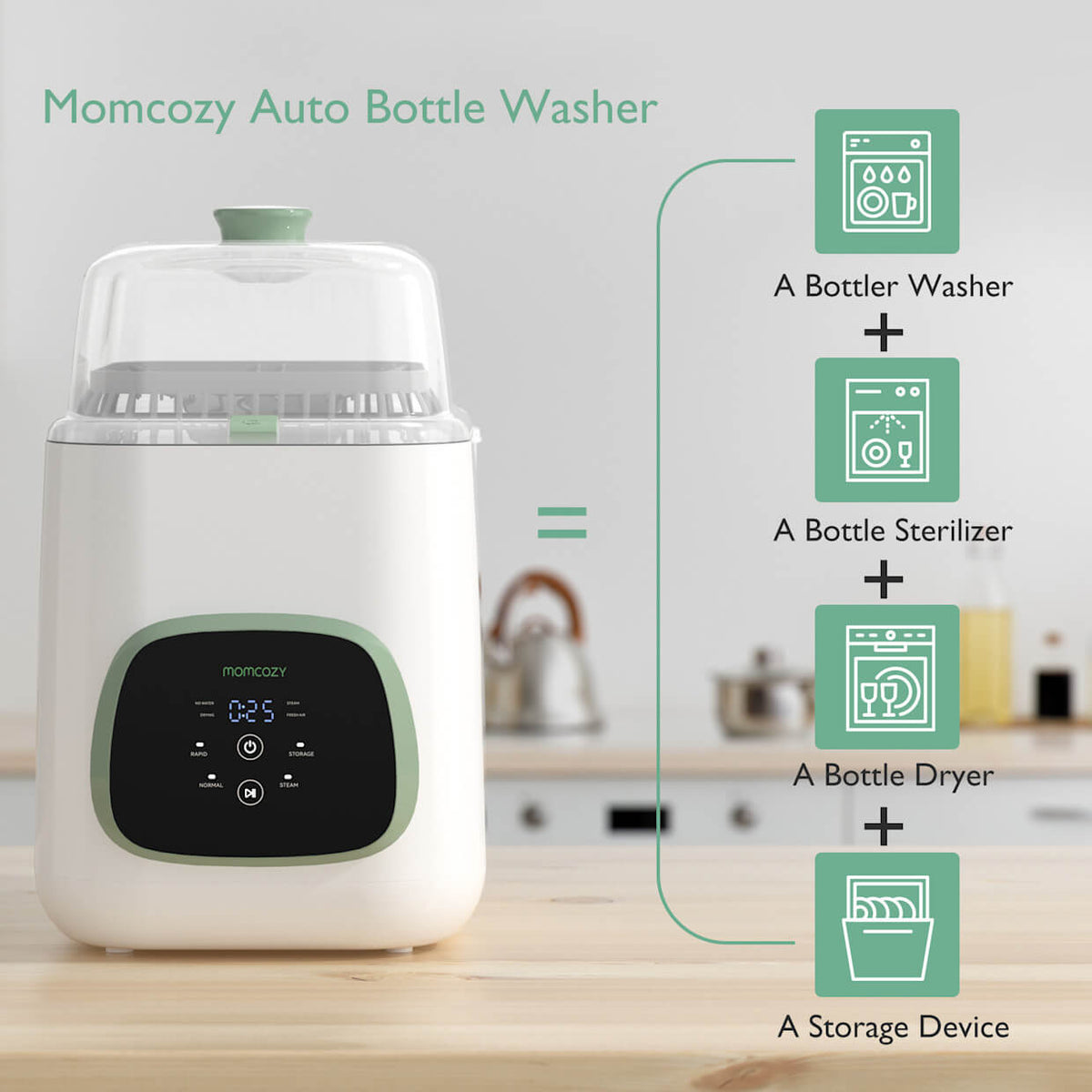 Momcozy – Larëse, Sterilizuese dhe Tharëse për Shishe Bebe KleanPal Pro