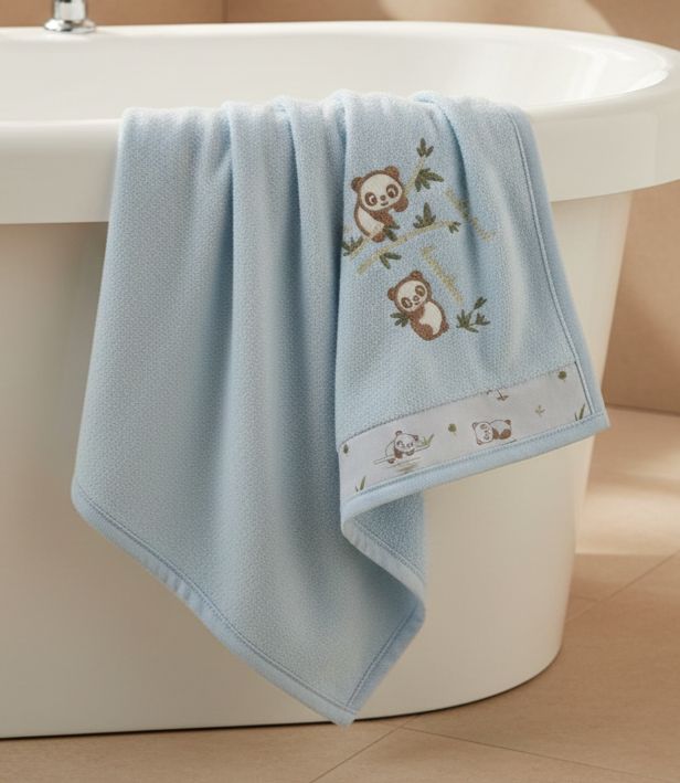 Peshqir  me kapuç dhe doreze larje ngjyre blu